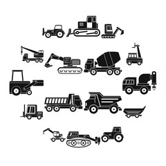 Poster - Building vehicles icons set. Simple illustration of 16 building vehicles vector icons for web
