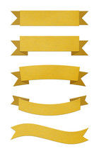 Set Of Brushed Gold Metal Ribbon Banners