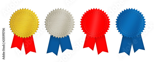 Fotomural Gold, silver, red and blue coins or medals