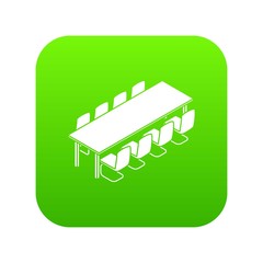 Poster - Long meet table icon green vector isolated on white background