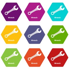 Poster - Wrench icons 9 set coloful isolated on white for web