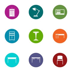 Poster - Working place icons set. Flat set of 9 working place vector icons for web isolated on white background