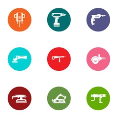 Poster - Operating tool icons set. Flat set of 9 operating tool vector icons for web isolated on white background