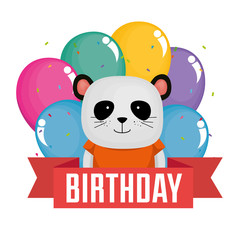 Wall Mural - happy birthday card with cute bear panda vector illustration design