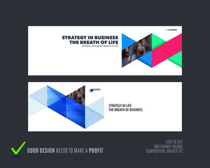 Wall Mural - Abstract vector set of horizontal website banners with colourful triangles abstract shapes for web design.