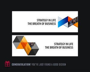 Wall Mural - Abstract vector set of horizontal website banners with colourful triangles abstract shapes for web design.