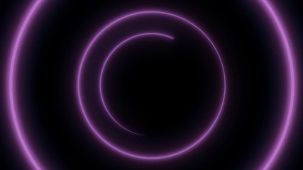 Poster - Abstract background with flying into tunnel from shapes round. Animation of seamless loop. Neon round shape laser