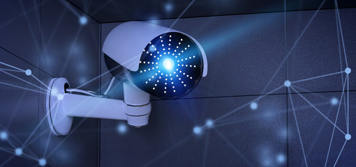 Poster - Conncetion over a security cctv camera system - 3d rendering