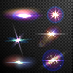 Wall Mural - colorful stars and sparkles - collection of design elements on half-transparent background - eps10 v
