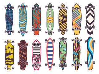 Wall Mural - Vector colored illustrations on skateboards