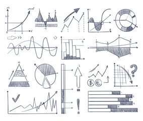 Wall Mural - Business charts and diagrams set in doodle style. Vector pictures