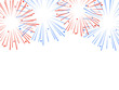Red and blue exploding fireworks with stars. Vector