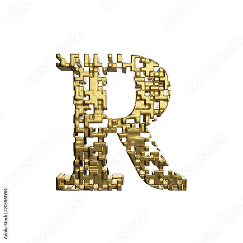 Alphabet Letter R Uppercase Golden Font Made Of Yellow Metallic Shapes 3d Render Isolated On White Background Buy This Stock Illustration And Explore Similar Illustrations At Adobe Stock Adobe Stock