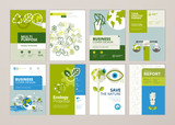 Fototapeta  - Set of brochure and annual report cover design templates of nature, green technology, renewable energy, sustainable development, environment. Vector illustrations for flyer layout, marketing material.