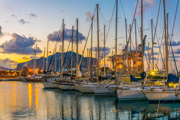 Wall Mural - Night view of marina in Palermo