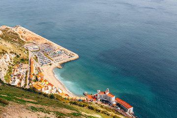 Wall Mural - Aerial view of the coastline of Gibraltar from the top of the rock