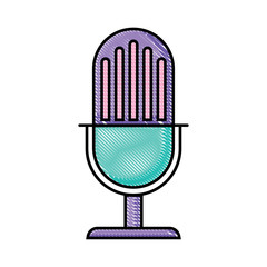 Sticker - retro microphone icon over white background, vector illustration