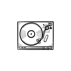 Wall Mural - Turntable sound mixer hand drawn outline doodle icon