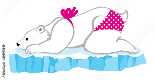 Fotografía Polar Bear girl wearing bikini on the ice