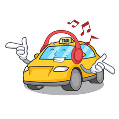 Sticker - Listening music taxi character mascot style