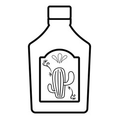 tequila bottle icon over white background, vector illustration