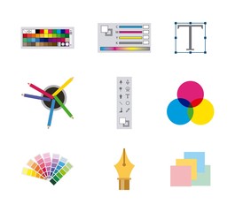 Wall Mural - set creative process working tools vector illustration