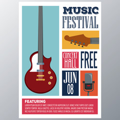 Wall Mural - Music festival concert hall flyer vector illustration graphic design