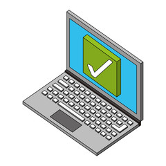 Wall Mural - laptop check mark security data isometric vector illustration