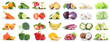 Obst und Gemüse Früchte viele Apfel Tomaten Orangen Salat Zitrone Farben Freisteller freigestellt isoliert