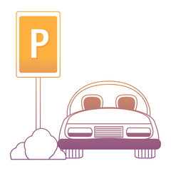 Poster - parked car in parking zone over white background, vector illustration