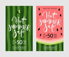 Summer Sale Banner With Watermelon Background