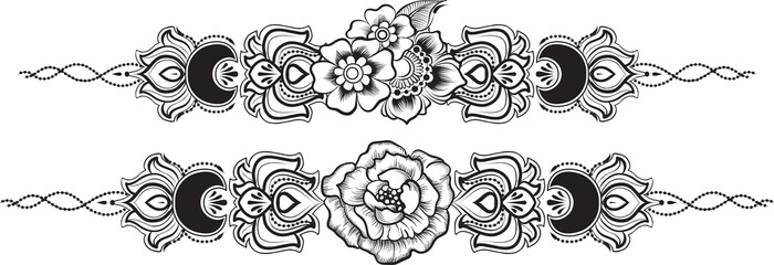 Ethnic indian line art border