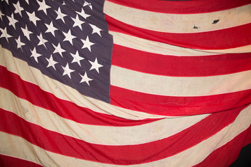 Closeup of grunge used usa American flag