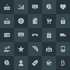 Poster - Modern Simple Set of money, mobile, email, shopping Vector fill Icons. Contains such Icons as sale,  sale,  wireless,  electronic,  business and more on dark background. Fully Editable. Pixel Perfect.