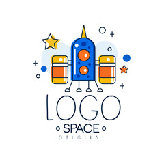 Sticker - Space logo original, space mission and exploration label vector Illustration on a white background