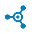 Connection and Letter O Vector Logo Design, Tech, Molecule, Hub, Blue Technology Icon Concept