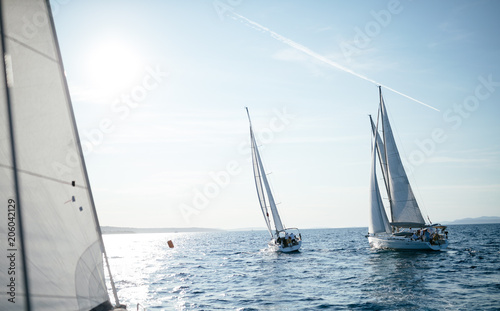 Portrait of sailing boats on open sea