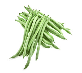 Wall Mural - Green beans isolated on white background.