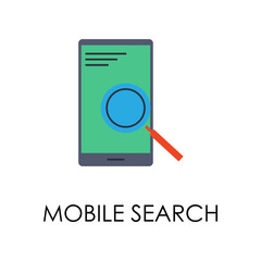 Aufkleber - colored mobile search illustration. Element of marketing and business flat for mobile concept and web apps. Isolated mobile search flat can be used for web and mobile
