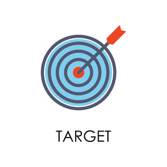 Poster - colored target illustration. Element of marketing and business flat for mobile concept and web apps. Isolated target flat can be used for web and mobile