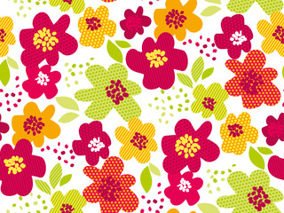 Wall Mural - Abstract summer tropical flower seamless pattern.