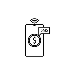 Poster - message about the receipt of money in mobile banking icon. Element of mobile banking for smart concept and web apps. Thin line message receipt of money in mobile banking icon