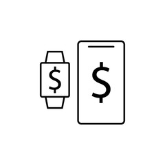 Aufkleber - synchronization with smart watches icon. Element of mobile banking for smart concept and web apps. Thin line synchronization with smart watches icon can be used for web and mobile