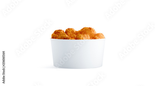 Download Blank white small food bucket with chicken wings mockup ...