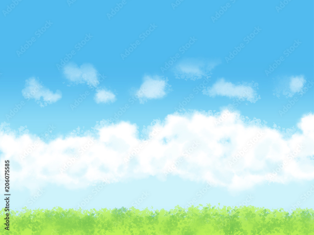 青空と草原のイラスト Stock Illustration | Adobe Stock