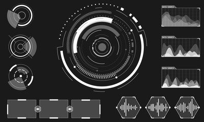 Aufkleber - HUD Futuristic White Elements Hi Tech User Interface Control Panel Vector Background