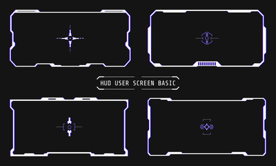 Fototapete - HUD Virtual Glitch Futuristic Elements User Screen Basic Interface Panel Vector
