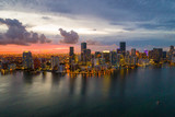 Fototapeta  - Brickell Miami after sunset aerial view