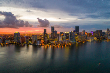 Wall Mural - Brickell Miami after sunset aerial view