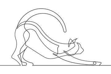 Wall Mural - Stalking Cat Continuous Line Vector Art